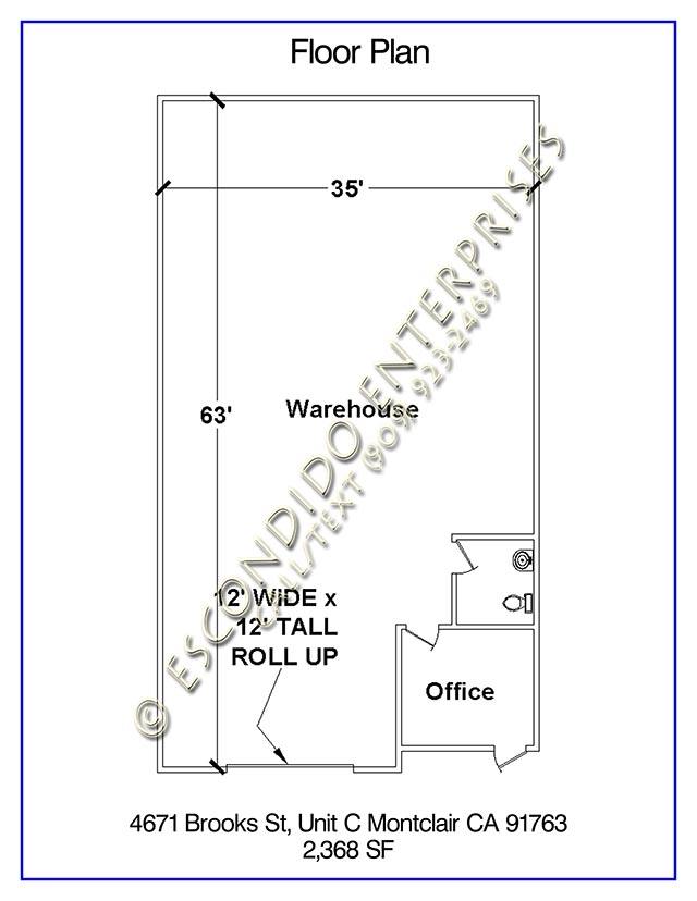 Floor plan of warehouse space located at 4671 & 4691 Brooks St, Units C or E, Montclair, CA 91763