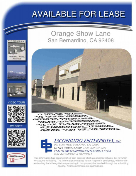 Brochure of 320 through 368, orange show lane, San Bernardino, CA 92408